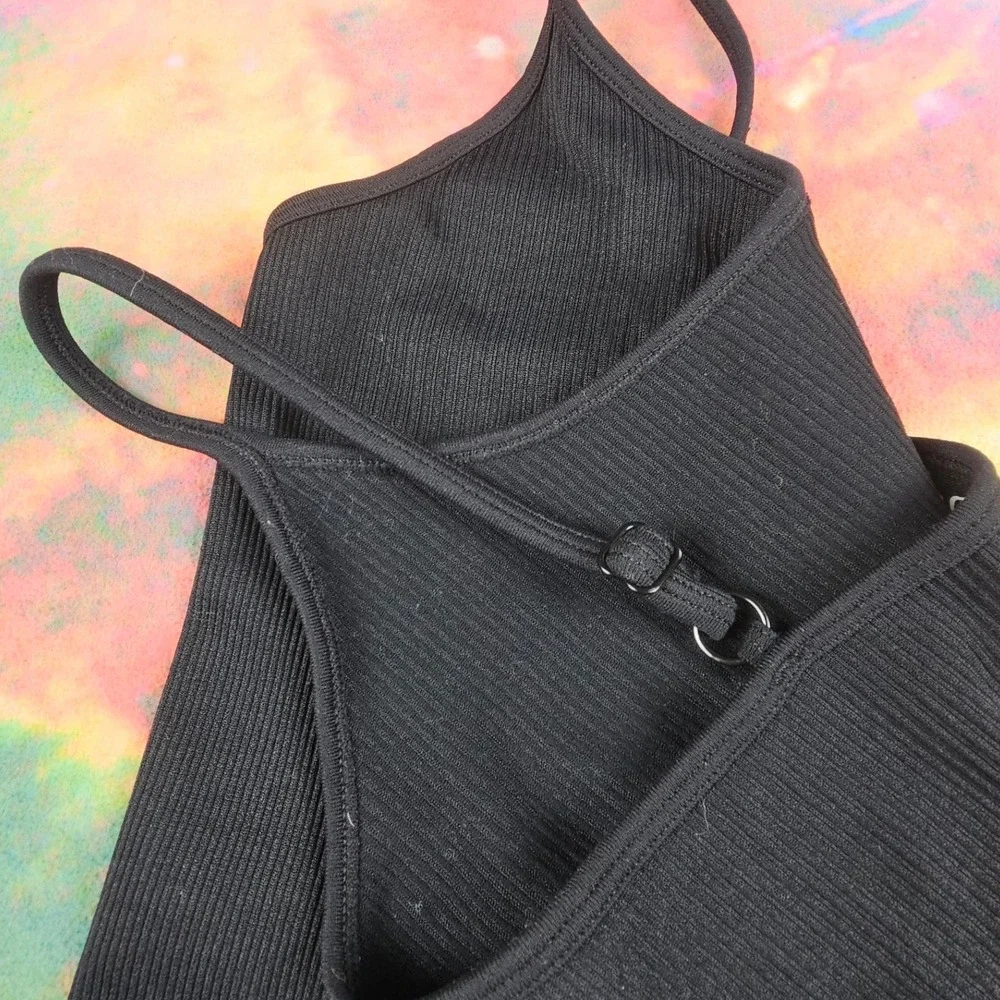 Viral OQQ Women's Black Yoga‎ One Piece Ribbed Seamless Shapewear Workout Romper
